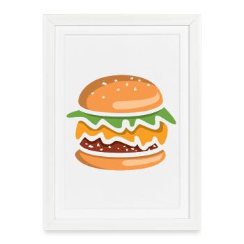 Cheeseburger Comic Burger - Affiche encadrée (27 × 37 cm) - blanc - Devant