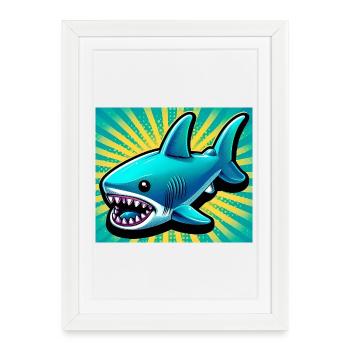Requin - Affiche encadrée (27 × 37 cm) - blanc - Devant