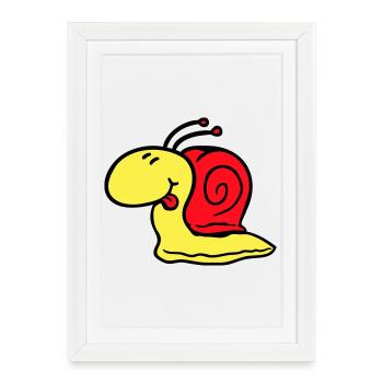 Escargot effronté langue sortant rapidement petit - Affiche encadrée (27 × 37 cm) - blanc - Devant