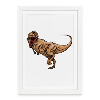 Rex rugissant dessin vintage - Affiche encadrée (27 × 37 cm) - blanc - Devant