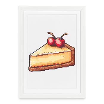 Pixel Cheesecake Cherry Slice - Framed poster (27 × 37 cm) - white - Front
