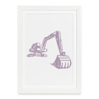 Silhouette d'excavatrice Travailleur de la construction Conception grunge - Affiche encadrée (27 × 37 cm) - blanc - Devant