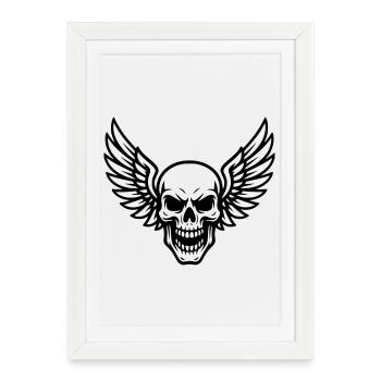 Crâne avec des ailes - Affiche encadrée (27 × 37 cm) - blanc - Devant