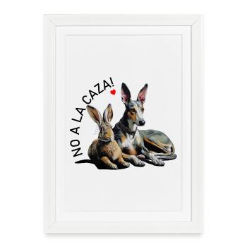 Galgo & Rabbit Heart Duo with Slogan - Framed poster (27 × 37 cm) - white - Front
