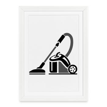 Symbole d’aspirateur Entreprise de nettoyage - Affiche encadrée (27 × 37 cm) - blanc - Devant