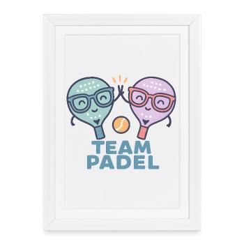 Duel Padel Amical Mascottes Coloré - Affiche encadrée (27 × 37 cm) - blanc - Devant