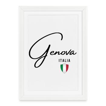 Design élégant Gênes, Gênes Italie - Affiche encadrée (27 × 37 cm) - blanc - Devant