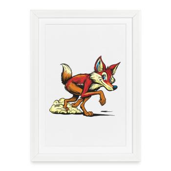 Sprint de dessins animés du Renard Rouge - Affiche encadrée (27 × 37 cm) - blanc - Devant