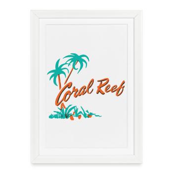 Logo du palmier du récif corallien - Affiche encadrée (27 × 37 cm) - blanc - Devant