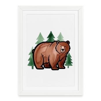 Ours de la forêt dans le style aquarelle - Affiche encadrée (27 × 37 cm) - blanc - Devant