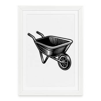 Wheelbarrow - Framed poster (27 × 37 cm) - white - Front
