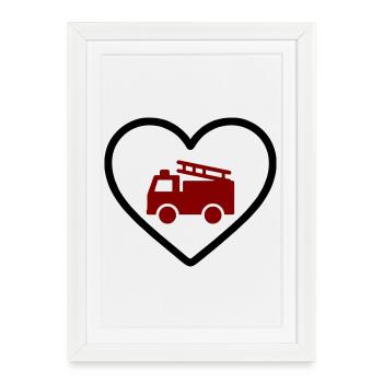 Heart Firefighter Truck - Framed poster (27 × 37 cm) - white - Front