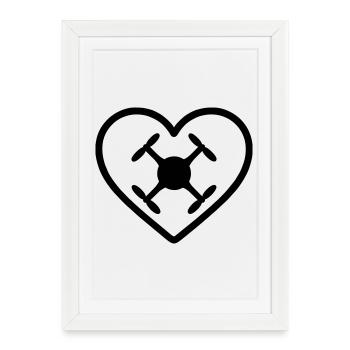 Heart Drone Quadcopter - Framed poster (27 × 37 cm) - white - Front