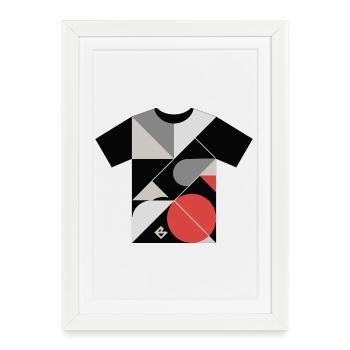 Geometric Mosaic: Red Circle Blocks - Framed poster (27 × 37 cm) - white - Front