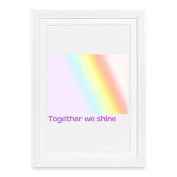 Pride / CSD / LGBTQ+ Design « ensemble nous brillons » - Affiche encadrée (27 × 37 cm) - blanc - Devant