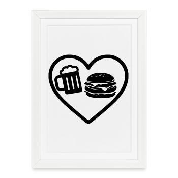 Bière Heart Burger - Affiche encadrée (27 × 37 cm) - blanc - Devant