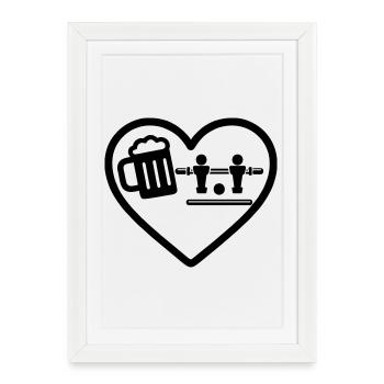Humour Heart Beer Baby-foot - Affiche encadrée (27 × 37 cm) - blanc - Devant