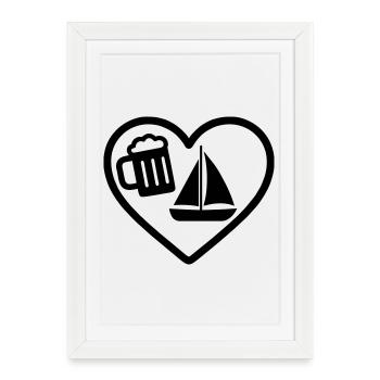Heart Beer Sailing Humor - Framed poster (27 × 37 cm) - white - Front
