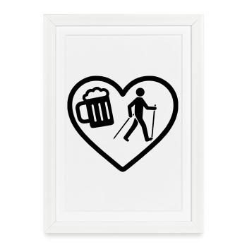 Humour nordique de la bière de cœur - Affiche encadrée (27 × 37 cm) - blanc - Devant