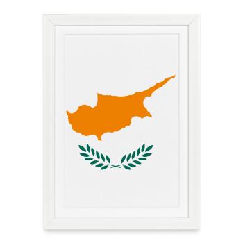 Pavillon de Chypre Drapeau de la République de Chypre Chypre - Affiche encadrée (27 × 37 cm) - blanc - Devant