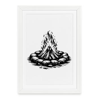 Icône du feu de camp Bois - Affiche encadrée (27 × 37 cm) - blanc - Devant