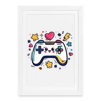 Charme de manette coloré - Affiche encadrée (27 × 37 cm) - blanc - Devant