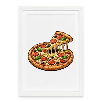 Pizza Motif - Affiche encadrée (27 × 37 cm) - blanc - Devant