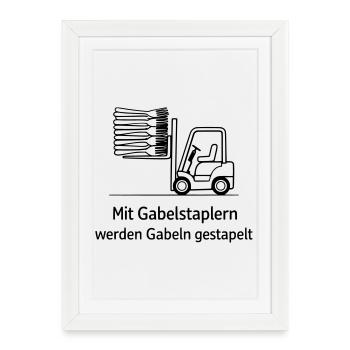 forklift pun fork stacking - Framed poster (27 × 37 cm) - white - Front