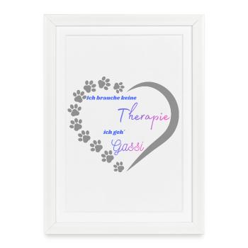Gassi statt Therapie Herzdesign - Gerahmtes Poster (27 × 37 cm) - Weiß - Vorne