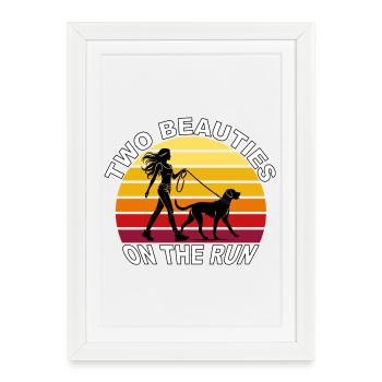 Deux beautés en fuite Dog Retro Design - Affiche encadrée (27 × 37 cm) - blanc - Devant