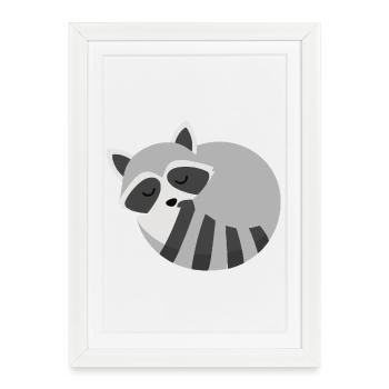 Cute sleeping racoon minimalist style - Framed poster (27 × 37 cm) - white - Front