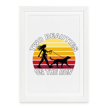 Deux beautés en fuite Dog Retro Design - Affiche encadrée (27 × 37 cm) - blanc - Devant