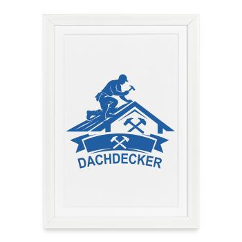 Roofer Work Silhouette - Framed poster (27 × 37 cm) - white - Front
