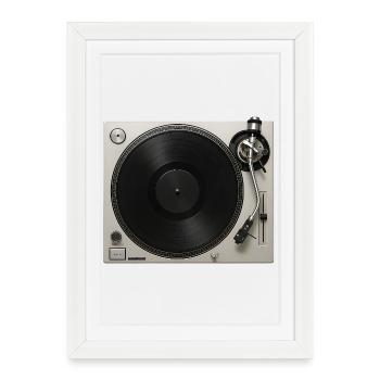 Jeu de vinyle vinyle gramophone platine - Affiche encadrée (27 × 37 cm) - blanc - Devant