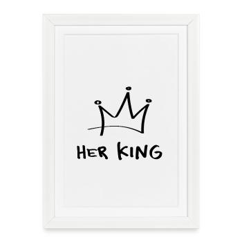 Sa Reine – Motif de partenaire minimaliste de son roi - Affiche encadrée (27 × 37 cm) - blanc - Devant