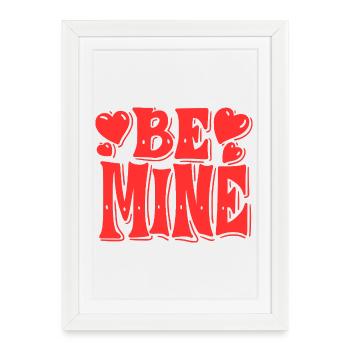 Be Mine Hearts Retro - Framed poster (27 × 37 cm) - white - Front