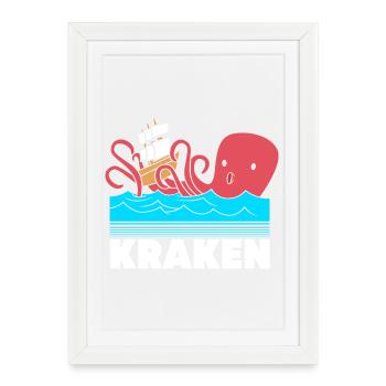 Pieuvre Pieuvre Pieuvre Poulpe Calamar - Affiche encadrée (27 × 37 cm) - blanc - Devant