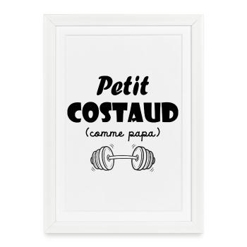 petit costaud comme papa body bébé musculation - Affiche encadrée (27 × 37 cm) - blanc - Devant
