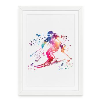 Ski alpin Sports d’hiver Ski nordique - Affiche encadrée (27 × 37 cm) - blanc - Devant