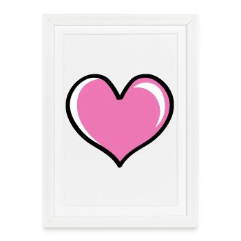 Heart Love - Framed poster (27 × 37 cm) - white - Front