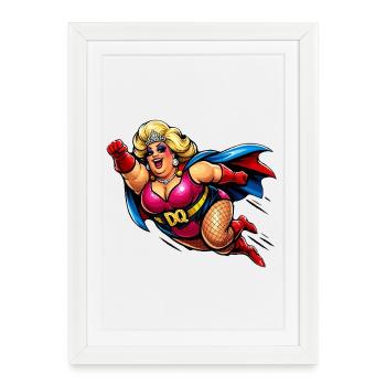 Superheroine Retro Glam Poppig - Framed poster (27 × 37 cm) - white - Front