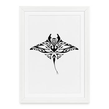 Raie_manta-3-noir - Affiche encadrée (27 × 37 cm) - blanc - Devant