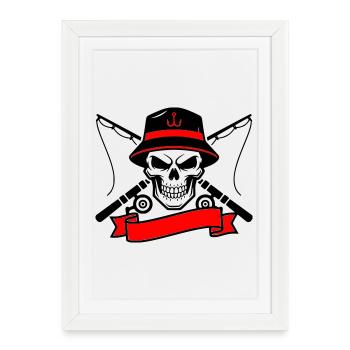 Bannière du blason du Skull Angler - Affiche encadrée (27 × 37 cm) - blanc - Devant