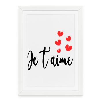 JE T'AIME. COEUR. COUPLE. SAINT VALENTIN. EVJF - Affiche encadrée (27 × 37 cm) - blanc - Devant