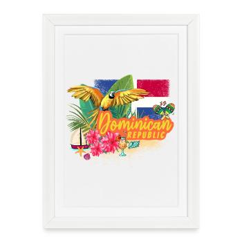 Souvenir rétro des Caraïbes en République dominicaine - Affiche encadrée (27 × 37 cm) - blanc - Devant