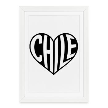 Chile Heart Typography - Framed poster (27 × 37 cm) - white - Front