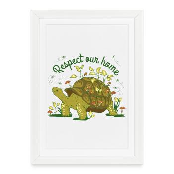 Respect Our Home Turtle Nature Environment Graphic - Framed poster (27 × 37 cm) - white - Front