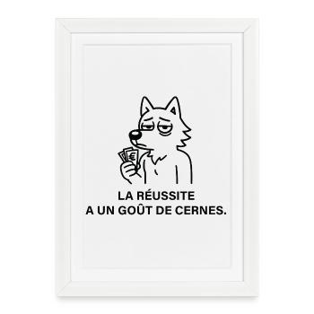 Loup Ambitieux et Goût de la Réussite - Affiche encadrée (27 × 37 cm) - blanc - Devant