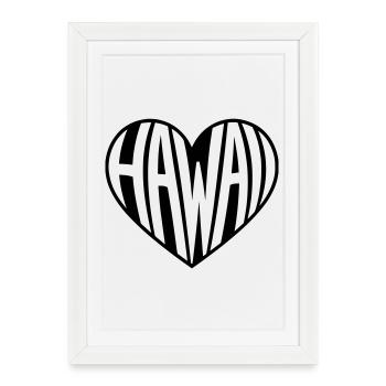 Hawaï, Hawaï au cœur de la faute de frappe - Affiche encadrée (27 × 37 cm) - blanc - Devant