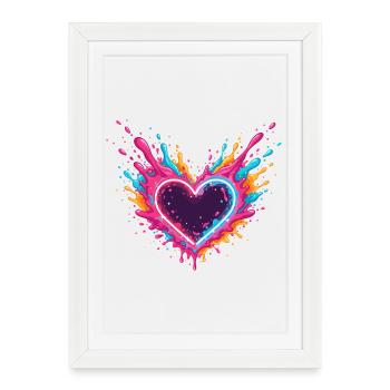 Colorful Heart Splashes Love - Framed poster (27 × 37 cm) - white - Front